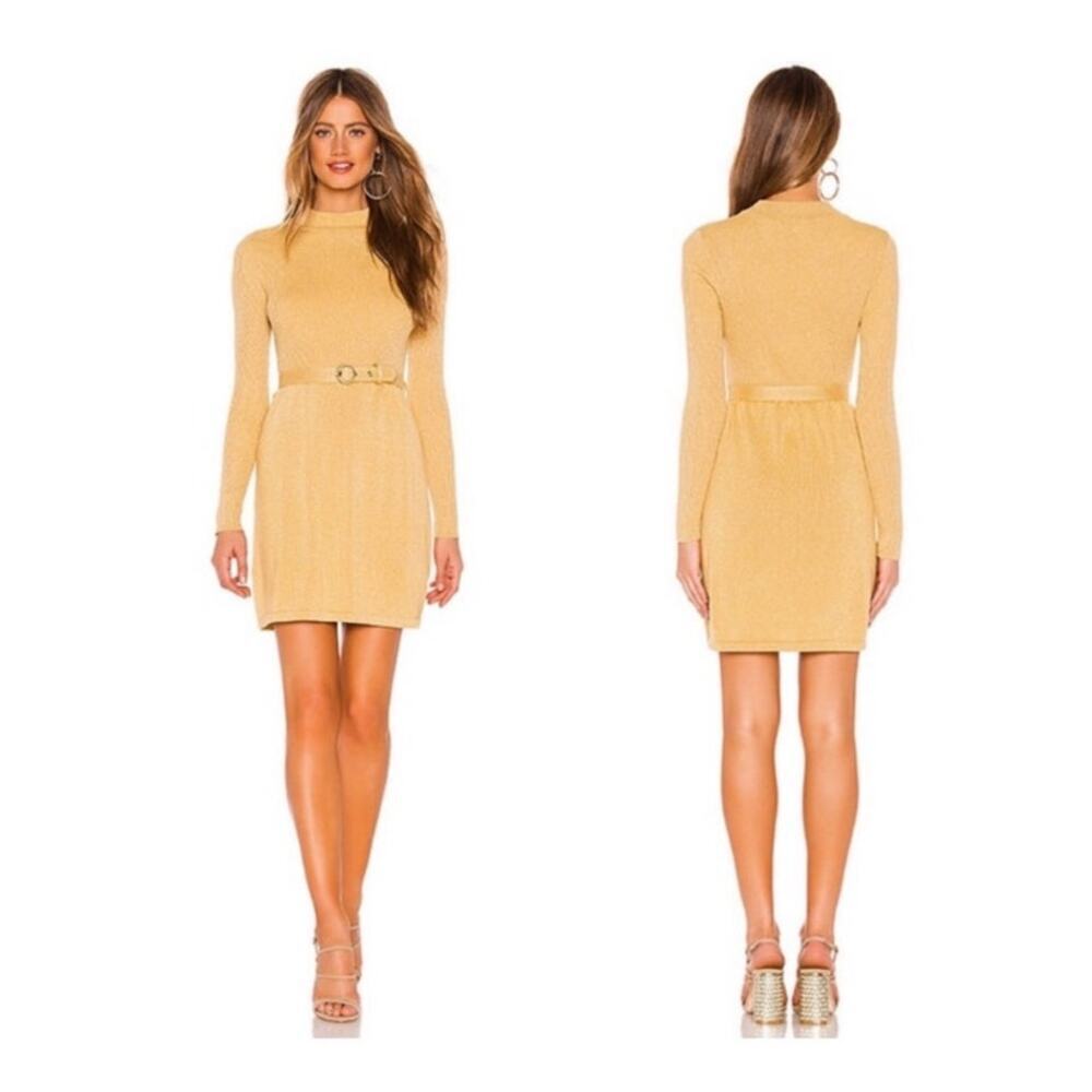 Free People French Girl Gold Belted Mini Dress Size M